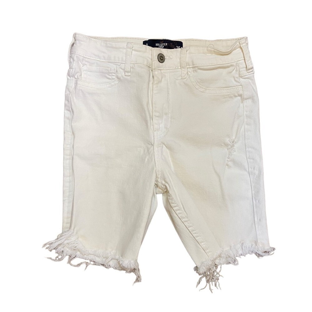 Hollister Crop High Rise Cut Off White Shorts